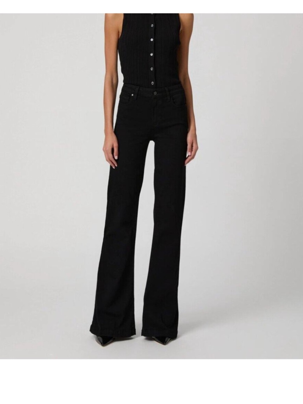 Paige Genevieve Black Wide Leg Jeans - 28